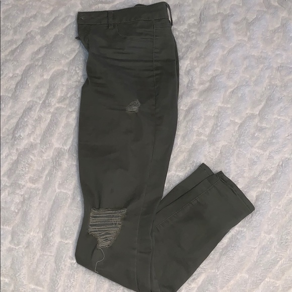 refuge Denim - Refuge Olive Green Ripped Jeans